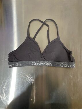 Calvin Klein Black Logo Elastic Bralette Small